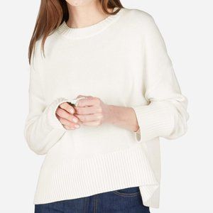 The Soft Cotton Square Crew - Bone/White - M